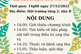 LỊCH SINH HOẠT CLB THÁNG 12